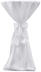 241188 vidaXL Покривки за маса с панделка, 70 см, бели – 2 броя