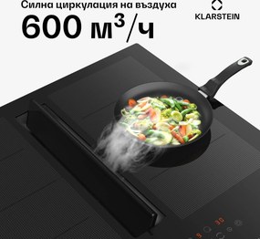 Klarstein Chef-Fusion Down Air System индукционен плот + абсорбатор 60 см 600 м³/ч изсмукване EEC A