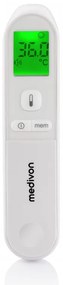 Безконтактен термометър Medivon Timi Smart Verona, Инфрачервен, За деца, Измерване за 1 секунда, Памет, Цветова индикация, LCD, Звук, Лазер, Бял