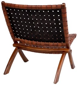 Сгъваем стол от тиково дърво и кожа Montana - House Nordic