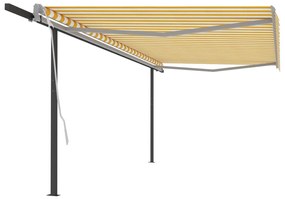 Автоматично прибиращ се сенник с прътове Riccardo, 5x3 м, жълто и бяло