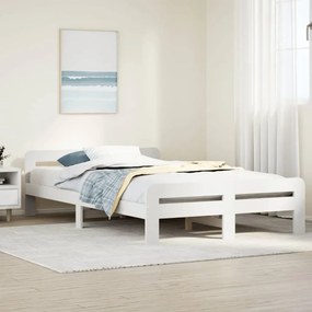 855488 vidaXL Рамка за легло без матрак, бял, 135x190 см, бор масив