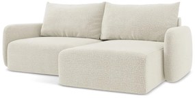Кремав разтегателен ъглов диван с място за съхранение (десен ъгъл) Kalena – Makamii