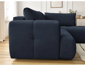 Тъмносин сгъваем/с място за съхранение ъглов диван (десен ъгъл/L форма) Fuji – Bobochic Paris