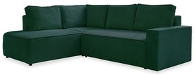 Тъмнозелен разтегателен ъглов диван от рипсено кадифе (ляв ъгъл) Brave Dave – Miuform
