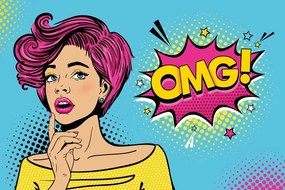 Тапет – Дама в поп арт стил - OMG!