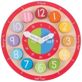 Bigjigs - Дървен образователен часовник-сортер - Кажи времето