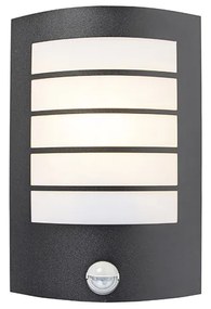 Външна стенна лампа черна IP44 с датчик за движение - Miro