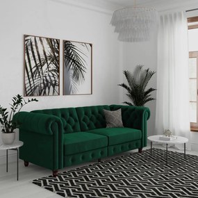Тъмнозелен кадифен разтегателен диван 236 cm Felix – Støraa