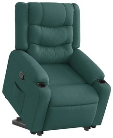 3310264 vidaXL Изправящ реклайнер стол, тъмнозелен, текстил