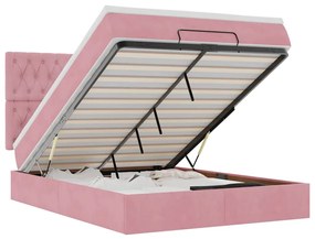 3314395 vidaXL Османска легло с матраци и LED, розово, 140x190 см, кадифе