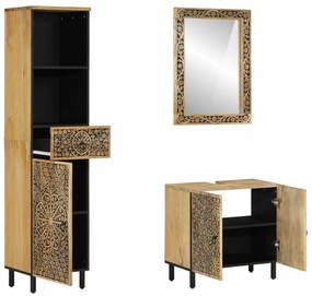 3206314 vidaXL Комплект мебели за баня, 3 части, масивна мангова дървесина