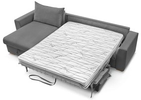 Сив разтегателен ъглов диван от рипсено кадифе (променлив) Augustin – Bobochic Paris