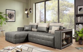 Разтегателен ъглов диван с подлакътник етажерка Мелвин S