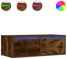 860233 vidaXL ТВ шкаф с LED осветление, опушен дъб, 75x35,5x25 см