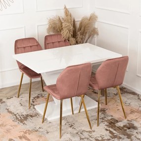 Сгъваема маса за хранене CLARK - бял гланц, 120-160 cm