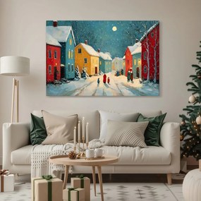 Картина на платно – Коледна улица през нощта