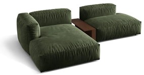 Зелен кадифен модулен ъглов диван (ляв ъгъл) Martina – Micadoni