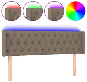 3123582 vidaXL LED горна табла за легло, таупе, 163x16x78/88 см, плат