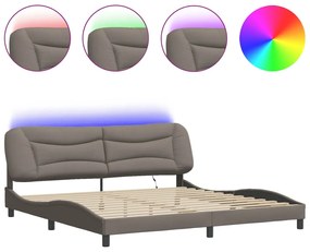 3213729 vidaXL Рамка за легло с LED осветление, таупе, 200x200 см, плат