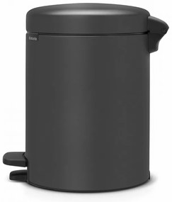 Кош за боклук с педал Brabantia NewIcon 1001103, 5 л, Плавно затваряне, Противоплъзгаща основа, Минерално покритие, Тъмносив