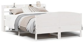 3306973 vidaXL Рамка за легло без матрак, бял, 140x190 см, бор масив