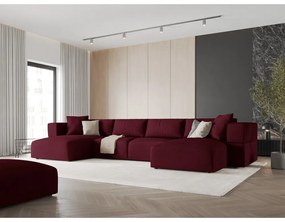 Ъглов U-образен диван в цвят бордо Esther – Milo Casa