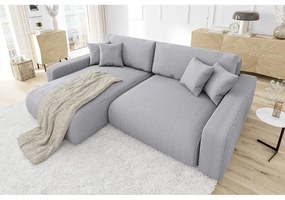 Светлосив разтегателен ъглов диван от рипсено кадифе (променлив) Sara – Ropez