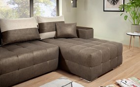 Разтегателен ъглов диван с подлакътник етажерка Мелвин S