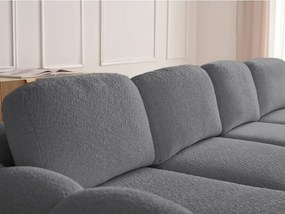 Сив сгъваем/с място за съхранение ъглов диван от прежда с примки от букле (ляв ъгъл) Montaigne – Bobochic Paris