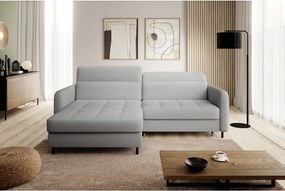 Сив разтегателен ъглов диван с място за съхранение от букле (ляв ъгъл) Gomsi – ELTAP