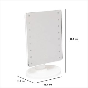 Огледало за баня 5five, LED, Правоъгълно, 16x28 cm, Бяло