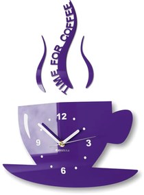 Стенен часовник Time for coffee лилаво