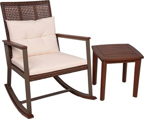 Тъмнокафяв люлеещ се стол с масичка от масивно дърво Sinaloa – Garden Pleasure