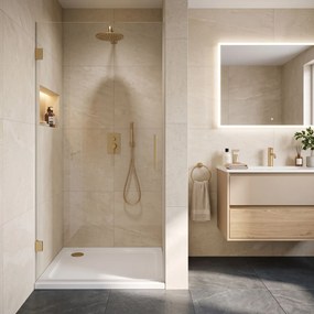 Корито за душ кабина-акрилно Rea Belmond White 90x90 Brush Gold