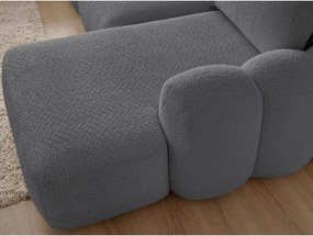 Сив сгъваем/с място за съхранение ъглов диван от прежда с примки от букле (десен ъгъл) Montaigne – Bobochic Paris