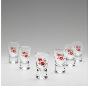 К-кт 6x чаша за шот прозрачен с мотив на букет № 2