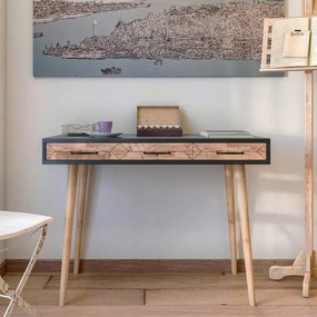 Втора ръка: Бюро Kalune Design 854KLN1502, 105х55 см, 2 чекмеджета, Меламиново покритие,  Светлокафяв/черен