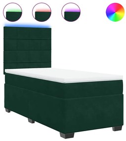 3293065 vidaXL Боксспринг легло с матрак, тъмнозелено, 80x200 см, кадифе