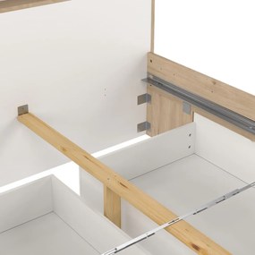 Двойно легло от дъбов декор с място за съхранение без ламелно дъно в естествен цвят 140x200 cm Ikast – Tvilum