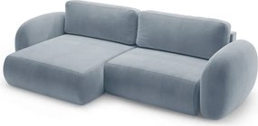 Сиво-син кадифен сгъваем/с място за съхранение ъглов диван Tonale – Cosmopolitan Design