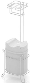 Стояща поставка за тоалетна хартия TEKNO TEL MG-098WK , с кошче , хром-бяло
