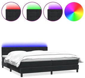 3317333 vidaXL Боксспринг легло с матрак и LED, черно, 200x220 см, кадифе