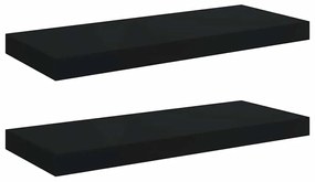 323833 vidaXL Окачени стенни рафтове, 2 бр, черни, 60x23,5x3,8 см, МДФ