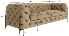 Светлокафяв кадифен диван 225 cm Chelsea Bis – Ropez