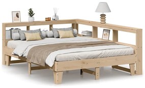 3324532 vidaXL Легло с етажерка за книги, без матрак, 160x200 см, бор масив