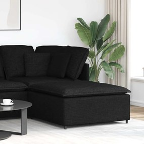4104479 vidaXL Модулен диван с табуретка, черен, 100x100x48 см