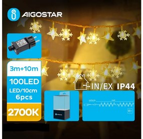 Aigostar - LED Екстериорни коледни лампички 100xLED/8 функции 13 м IP44 топло бял