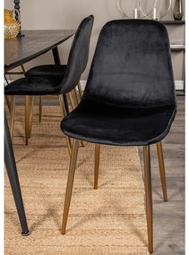 444705 Venture Home Трапезни столове Polar, 2 бр, черно кадифе и месинг