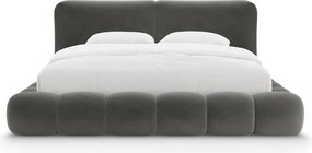 Тъмносиво двойно легло 200x200 cm тапицирано с място за съхранение с включена подматрачна рамка Solange – Micadoni